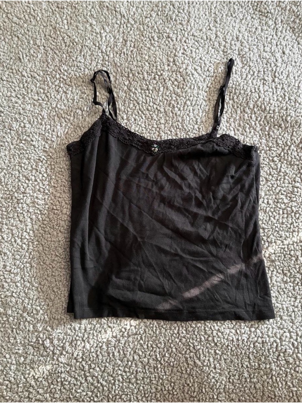 a.n.a Black Lace-Trim Camisole with Center Accent - Picture 3 of 4